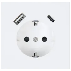 Розетка силовая с USB A+C с защитными шторками 16A 250V 25W с накладкой