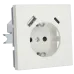 Розетка силовая с USB A+C с защитными шторками 16A 250V 25W с накладкой