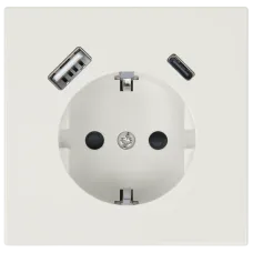 Розетка силовая с USB A+C с защитными шторками 16A 250V 25W с накладкой