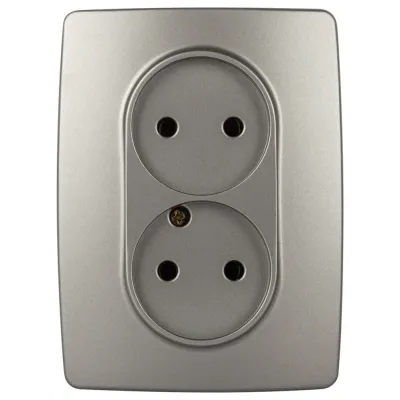 Розетка ЭРА Серия 12 12-2107-16 , 2X2P, 16А-250В, титан