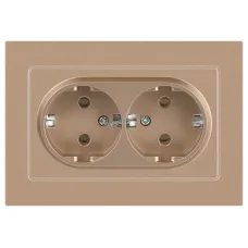 Розетка Intro Accent 6-205-04 2X2P+E Schuko, 16А-250В, IP20, СУ, AL/CU, шампань