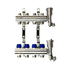 Комплект коллекторов FHF-4R set с кронштейнами и воздухоотводчиками, 4 контура