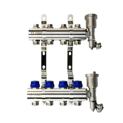 Комплект коллекторов FHF-4R set с кронштейнами и воздухоотводчиками, 4 контура