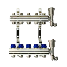 Комплект коллекторов FHF-5R set с кронштейнами и воздухоотводчиками, 5 контуров