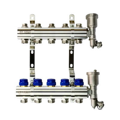 Комплект коллекторов FHF-5R set с кронштейнами и воздухоотводчиками, 5 контуров