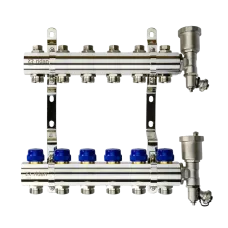 Комплект коллекторов FHF-6R set с кронштейнами и воздухоотводчиками, 6 контуров
