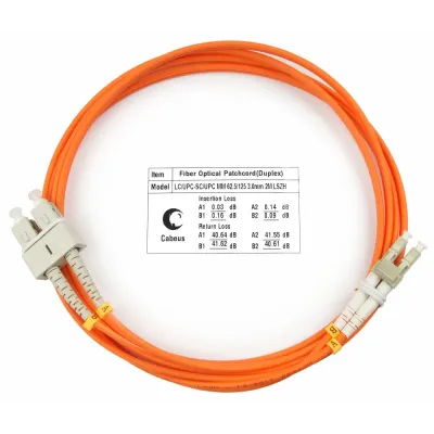 Патч-корд оптический duplex 2м LC-SC 62,5/125MM LSZH