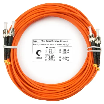 Патч-корд оптический duplex 10м ST-ST 62,5/125MM LSZH