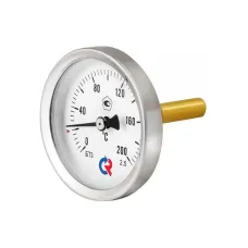 Термометр биметаллический 100мм, Тип - БТ-51.211, осевое присоединение. В комплекте с защитной гильзой (латунь). 0-250С. Резьба G1/2. Длина штока 250мм. 