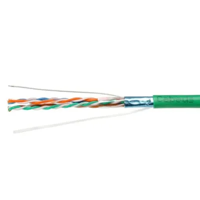 Витая пара экранированная FTP (F/UTP), категория 5e, 4 пары (24 AWG), одножильный, зеленый, экран - фольга, нг(А)-LSLTx, (20 м)