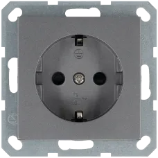 Розетка Schuko с защитными шторками 16A 250V~ 2P+T, цвет Алюминий