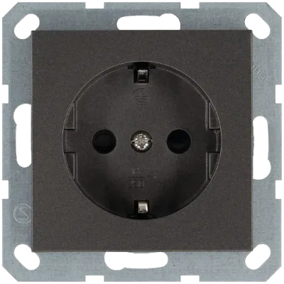 Розетка Schuko с защитными шторками 16A 250V~ 2P+T, цвет Мокко