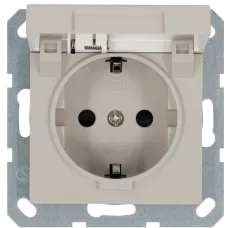 Розетка Schuko с крышкой и защитными шторками 16A 250V~ 2P+T, цвет Тауп