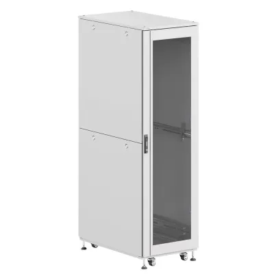 Шкаф напольный разобранный 19'' IT-CQE-N 47U 800x1000 мм, крыша с вырубкой, дверь стекло и двойная сплошная металл, двойные боковые панели, серый RAL7035