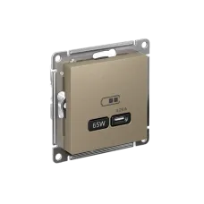 ATLASDESIGN USB РОЗЕТКА тип-C 65W высокоскор.заряд. QC, PD, механизм, ШАМПАНЬ
