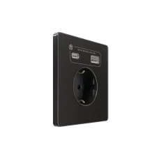 Розетка С/У с ЗК и зар.устр.USB А+С 20Вт (250В, 16А, защит.шторки), Полярная ночь , Systeme Infinity