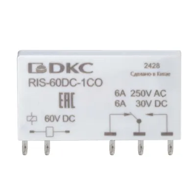 Реле миниатюрное ультратонкое, 1CO, коммутируемый ток 6 А, AgSnO напряжение 60V DC