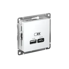 РОЗЕТКА USB ATLASDESIGN A+С, 5В/2,4 А, 2х5В/1,2 А, механизм, БЕЛЫЙ