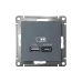 ATLASDESIGN USB РОЗЕТКА A + тип-C 45W высокоскор.заряд. QC,PD, механизм, ГРИФЕЛЬ