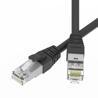 Патч-корд экранированный SLIM CAT6A S/FTP 4х2, 28 AWG, LSZH, чёрный, 2м