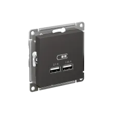 ATLASDESIGN USB РОЗЕТКА A+A, 5В/2,1 А, 2х5В/1,05 А, механизм, БАЗАЛЬТ