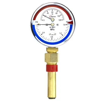 Термоманометр МПТ 0…120 С/0…1.6 МПа кт.2.5 d.80 IP40 G1/2 РШ L64