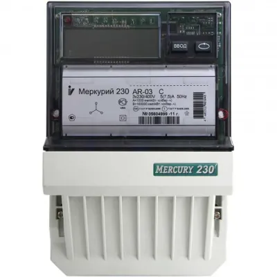 Счетчик электроэнергии Меркурий 230 АRT-01 PQRSIN трехфазный многотарифный, 5 (60), класс точности  1.0/2. 0, Щ, ЖКИ, IrDA, RS-485, 2 тарифа МСК