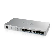 Коммутатор PoE+ Zyxel GS1008HP, 8xGE PoE+, настольный, металлический, бесшумный, бюджет PoE 60 Вт