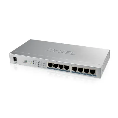 Коммутатор PoE+ Zyxel GS1008HP, 8xGE PoE+, настольный, металлический, бесшумный, бюджет PoE 60 Вт