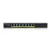 Гибридный Smart L2 коммутатор PoE+ Zyxel NebulaFlex GS1915-8EP, 8xGE PoE+, бесшумный (без вентилятора), бюджет PoE 60 Вт, автономное/облачное управление