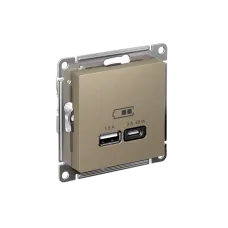 ATLASDESIGN USB РОЗЕТКА A + тип-C 45W высокоскор.заряд. QC,PD, механизм, ШАМПАНЬ