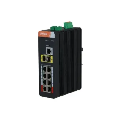 Коммутатор управляемый L2 промышленный с обл. упр. 8x1Гбит/с (RJ45 с PoE+), 2x1Гбит/с (SFP) 120Вт