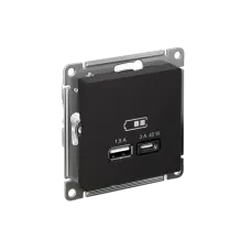 ATLASDESIGN USB РОЗЕТКА A + тип-C 45W высокоскор.заряд. QC, PD, механизм, КАРБОН