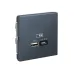 ARTGALLERY USB розетка A + тип-C 45Вт высокоскор.заряд. QC, PD, механизм, грифель