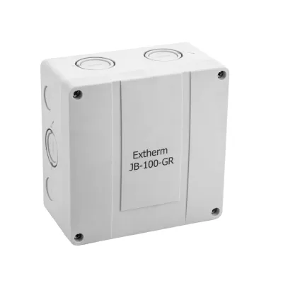 Коробка распределительная Extherm JB-100-GR       140*140*76 мм IP 66, серая, в комплекте с клеммнымрядом 10х10 кв.мм., 76А