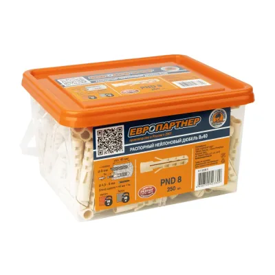 Дюбель нейлоновый ЕВРОПАРТНЕР  PND-8 (8х40 mm) 250 шт
