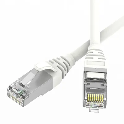 Патч-корд экранированный SLIM CAT6 U/FTP 4х2, 28 AWG, LSZH, белый, 0,2м
