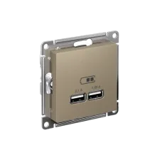 Розетка ATLASDESIGN USB 5В 1 порт x 2,1 А 2 порта х 1,05 А механизм шампань