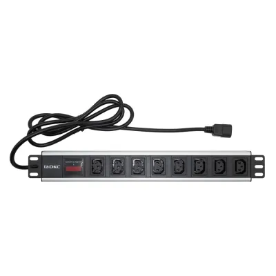 Блок розеток для 19' шкафов, 8 розеток IEC60320 С13, амперметр