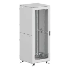 Шкаф напольный разобранный 19'' IT-CQE-N 47U 800x800 мм, крыша с вырубкой, дверь перф. и двойная перф., двойные боковые панели, серый RAL7035