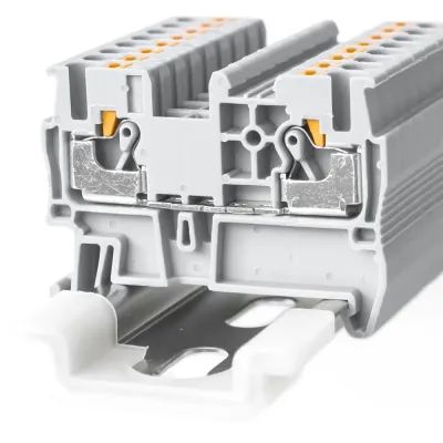Клемма проходная, зажим push-in, серая 24 A, 1000 В, 2.5 кв. мм (1 уп-90шт) RYK 2.5-V0 KLR