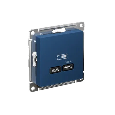 ATLASDESIGN USB РОЗЕТКА тип-C 65Вт высокоскор.заряд. QC,PD, механизм, АКВАМАРИН