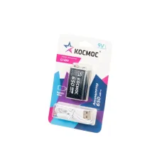 Аккумулятор 18650 Li-ion перезаряжаемый 9V Крона 650 мАч зарядка от USB Type-C с кабелем для быстрой зарядки блистер 1 шт
