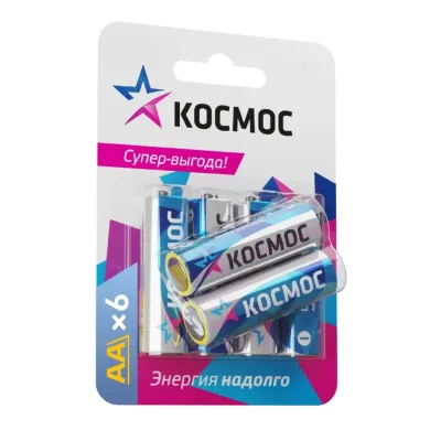 Батарейка алкалиновая пальчиковая АА LR6 блистер 6 шт
