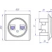 Розетка двойная компьютерная RJ45 кат.5e, цвет серый (серия Florence)