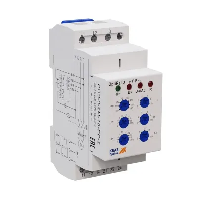 Реле контроля фаз OptiRel D PHS-3-2M-10-PN-2 универсальное трехфазный+N 2СО