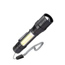 Фонарь ручной аккумуляторныйуляторный 1Вт LED+5ВтCOB линза зум Li-ion 18650 1000mAh ABS-пластик USB-шнур