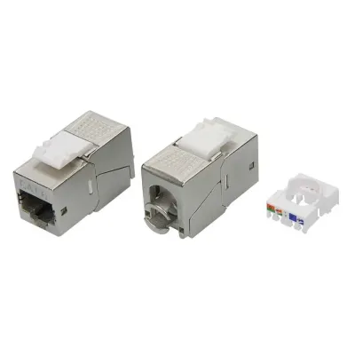 Модуль Кейстоун (Keystone) RJ45 CAT 6 экранированный (STP). 180 градусов. серебристый