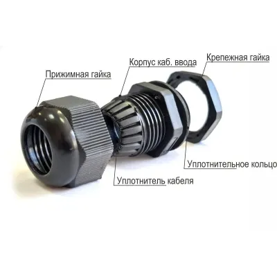 Сальник PG  13.5 пластик (6-12мм) IP68 серый ГОФРОМАТИК