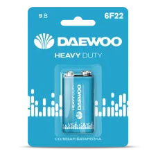 Элемент питания  6F22 9V DAEWOO солевая Heavy Duty блистер, 1 шт.